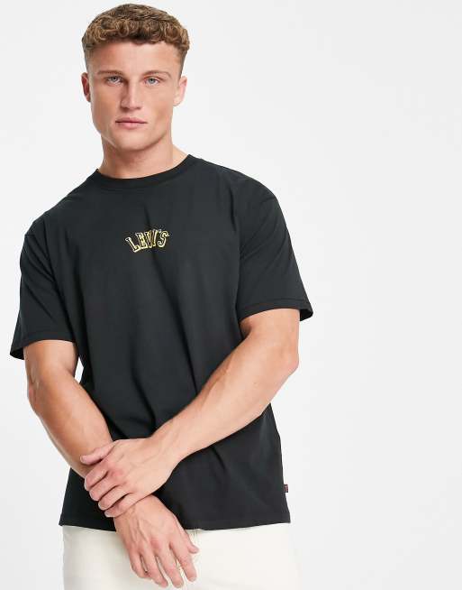 Levi s exclusive to ASOS oversized t shirt in black with small collegiate logo