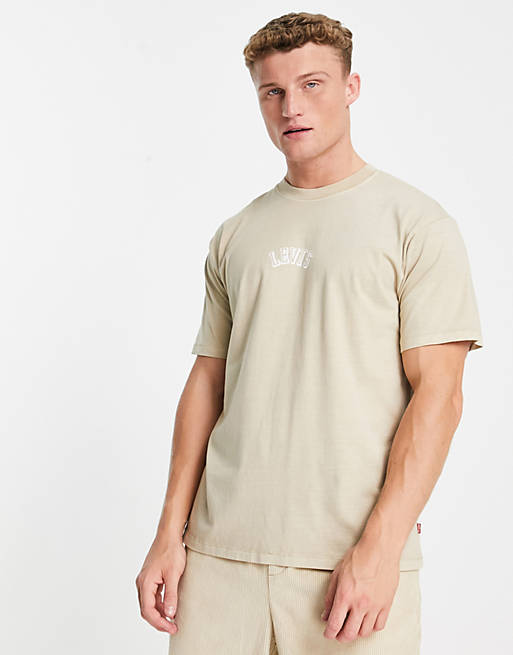 Levi's exclusive to ASOS oversized t-shirt in tan with small collegiate  logo | ASOS