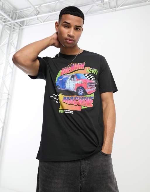 Levi s exclusive to ASOS t shirt in black with car chest print and back print