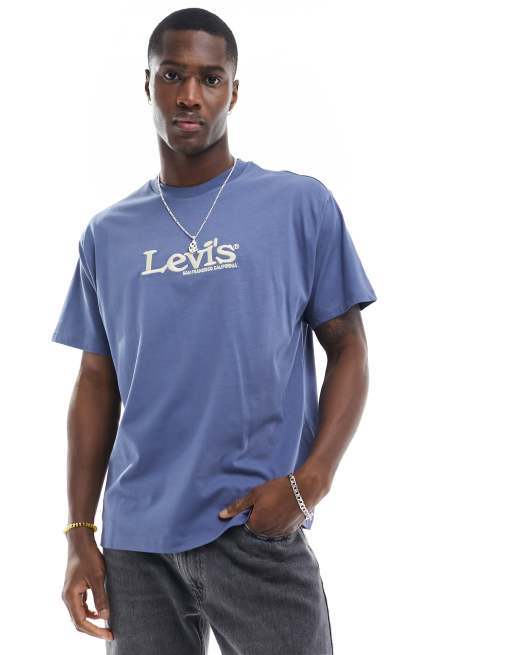 Levi s exclusive to ASOS t shirt with central retro logo in navy