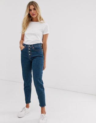 levi's exposed button mom jean