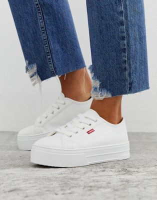 faux leather flatform lace up trainer 