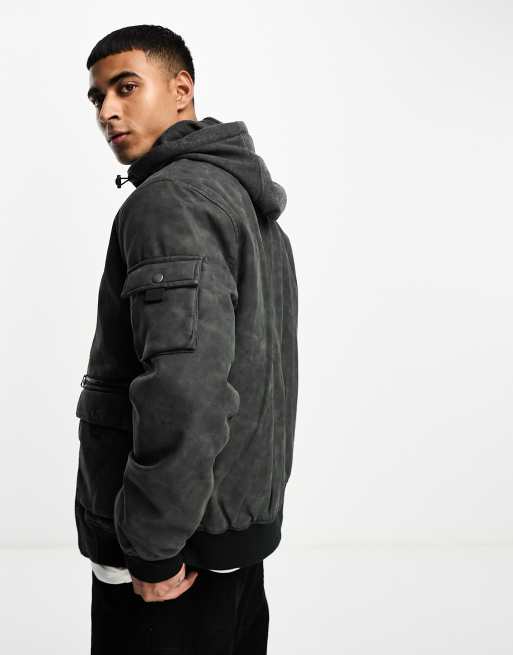 Levi leather deals jacket with hood