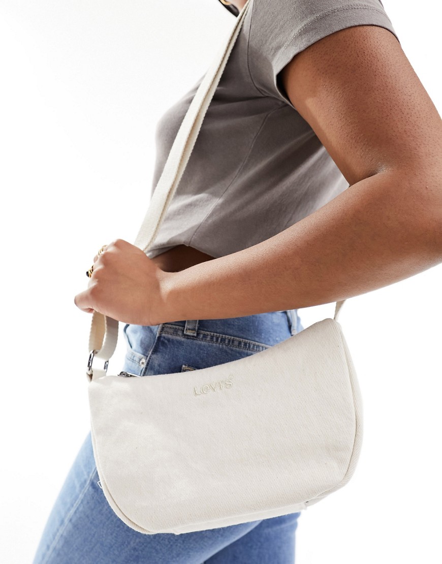 Levi’s faux leather shoulder bag with logo in cream-White
