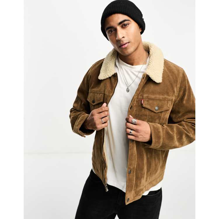 Levi's faux suede trucker jacket in brown