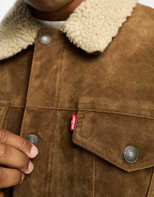 Levi's faux suede trucker jacket in brown