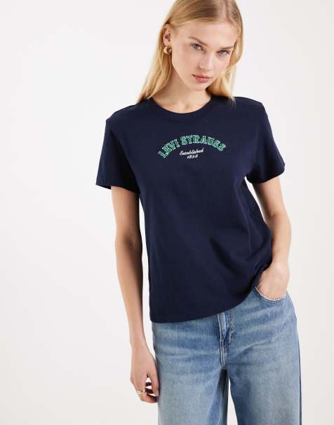 Levi's favorit t-shirt med grafiskt tryck i marinblått - view 1