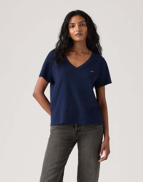 Levi's - Favorite - Camiseta azul marino con cuello de pico de algodón - view 1