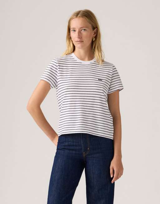 Levi's Favorite cotton striped t-shirt in white, 3 of 4