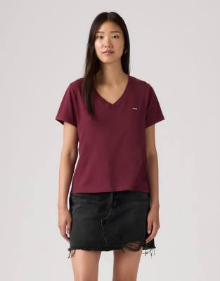 Levi's - Favorite - Country Air - T-Shirt aus Jersey in Lila mit V-Ausschnitt-Rot