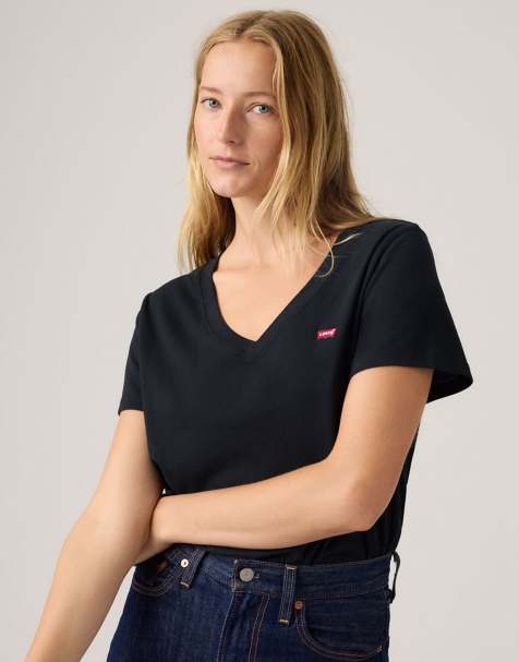 Levi's - Favorite Country Air - T-shirt in jersey nera con scollo a V - view 1
