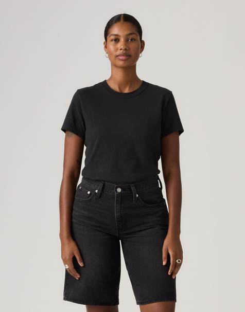 Levi's – Favorite – Genopptes T-Shirt in Schwarz - view 1