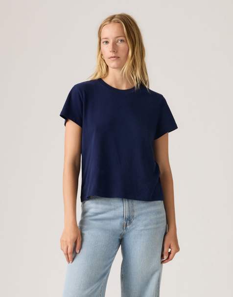 Levi's – Favorite – Housemark – Baumwoll-T-Shirt in Blau mit Golfclub-Streifenlogo - view 1