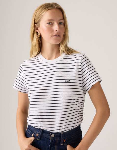 Levi's - Favorite - T-shirt en coton - Blanc à rayures - view 1