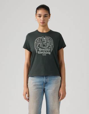 Levi's - Favorite - T-Shirt in Neutral mit Eagles-Print und Strassbesatz-Schwarz