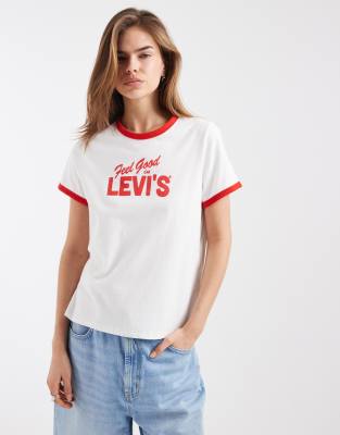 Levi's Favourite Graphic Ringer T-shirt In White