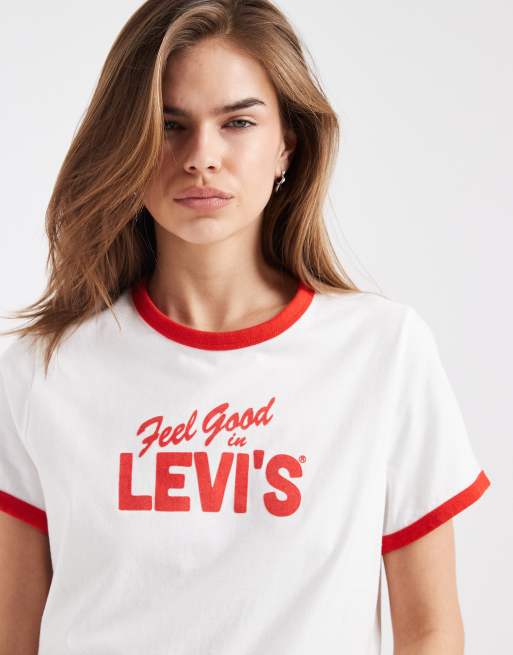 Levi's Favourite graphic ringer t-shirt in white, 3 of 4