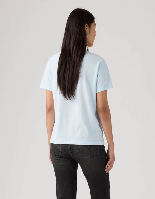 Levi's - Favourite - T-shirt con scollo a V in cotone blu, 3 di 4