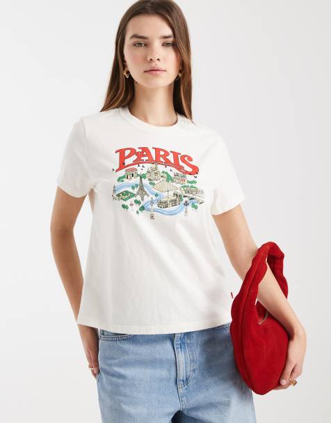 Levi's – Favourite – T-Shirt in Weiß mit „Paris“-Print - view 1
