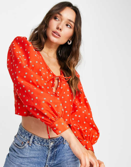 Levi's fawn tie blouse in orange | ASOS