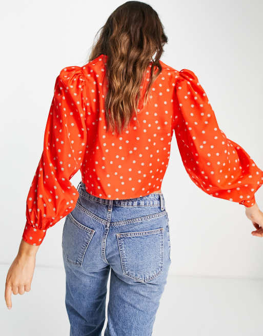 Levi's fawn tie blouse in orange | ASOS