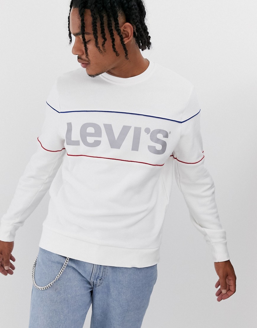 Levi's - Felpa girocollo con logo catarifrangente sul petto-Bianco