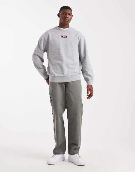 Levi's - Felpa grigio mélange comoda con stampa sul retro del logo con 2 cavalli, 2 di 5