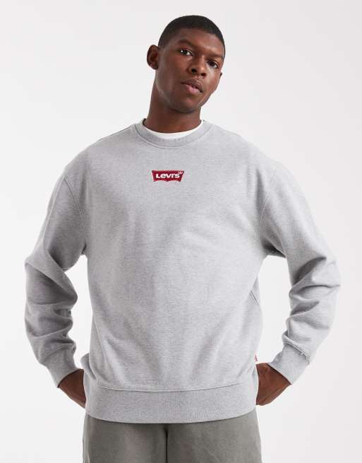 Levi's - Felpa grigio mélange comoda con stampa sul retro del logo con 2 cavalli, 3 di 5