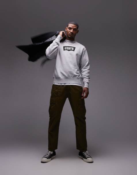 Levi's - Felpa grigio mélange con logo batwing vintage - view 1