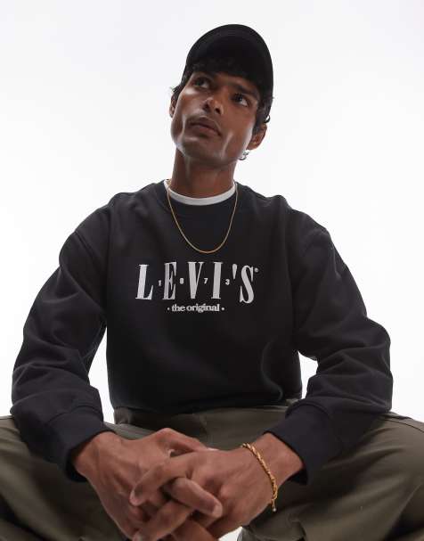 Levi's - Felpa nera comoda con logo serif sul petto - view 1