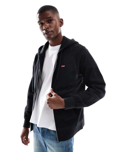 Levi's - Felpa nera con cappuccio, zip e logo batwing originale - view 1