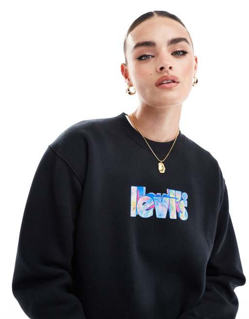 Levi's - Felpa nera con logo marmorizzato