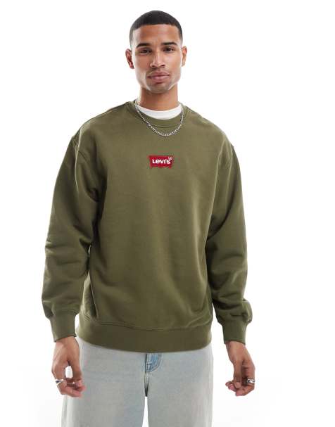 Levi's - Felpa verde oliva comoda con logo batwing applicato al centro - view 1