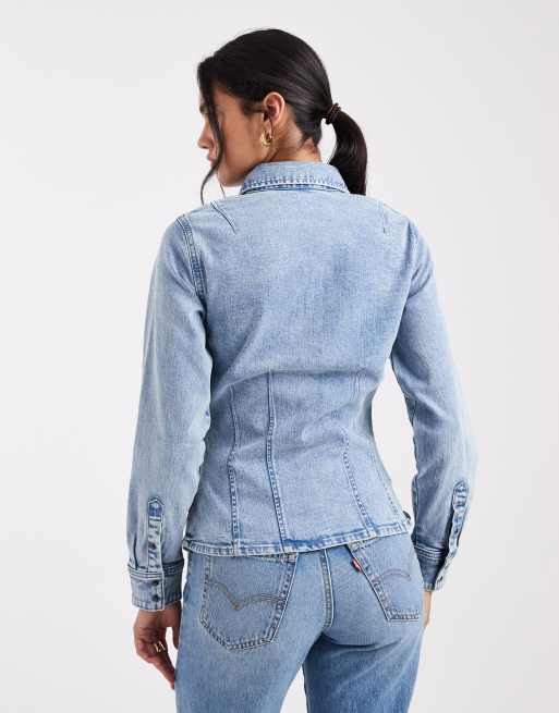 Levi's – Figurbetontes Jeanshemd in Hellblau, 3 von 4
