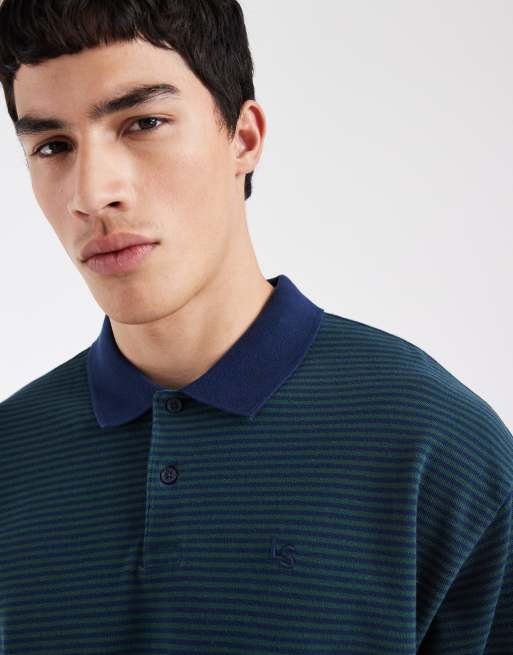Levi's - Finn - Marineblå polo med striber i firkantet pasform, 4 af 5