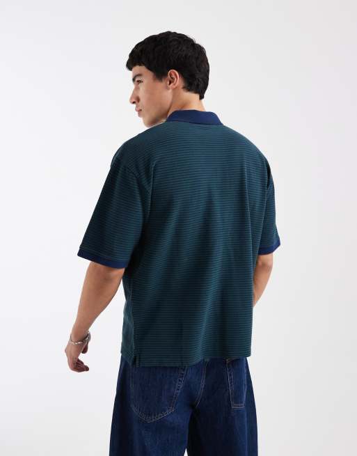 Levi's - Finn - Marineblå polo med striber i firkantet pasform, 5 af 5