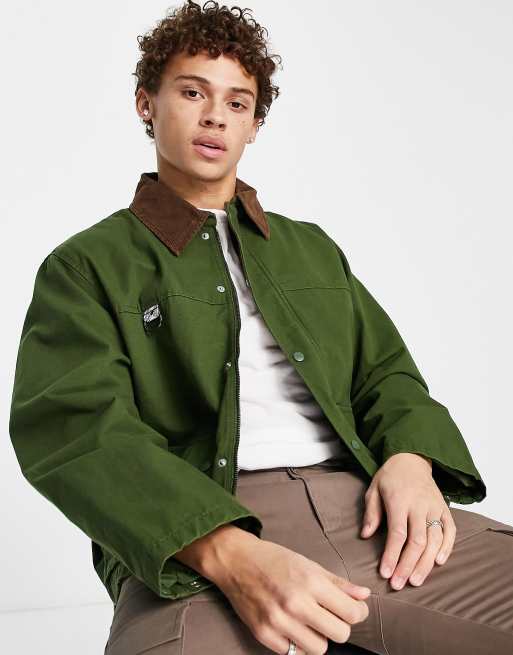 Levi's fishing jacket in green with collar | ASOS