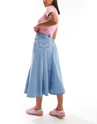 Levi's fit and flare denim skirt in mid blue Sale