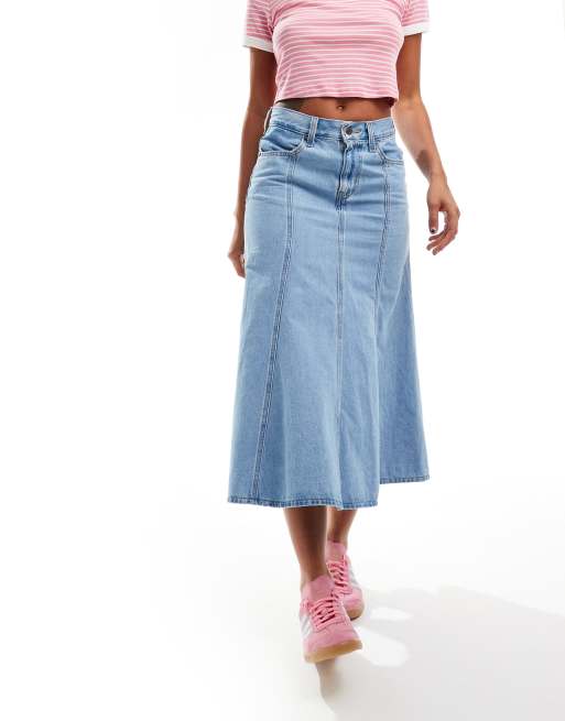 Levi s fit and flare denim skirt in mid blue ASOS