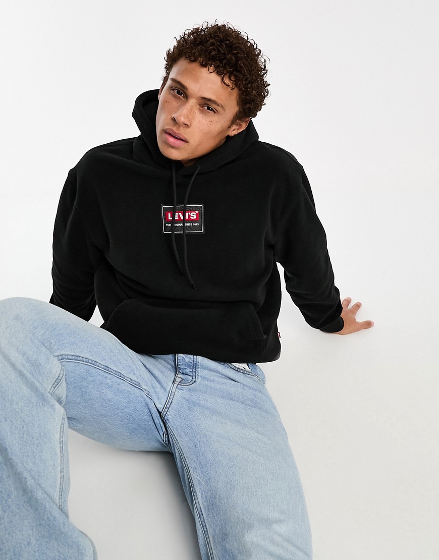 Levi's fleece hoodie in black with central logo