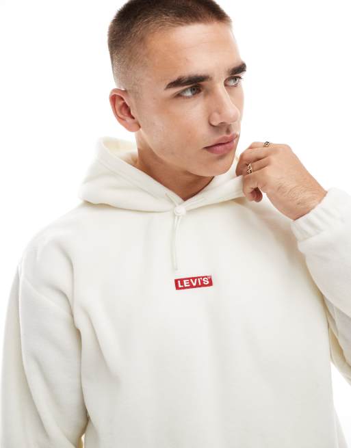 Levi s fleece hoodie with central logo in cream