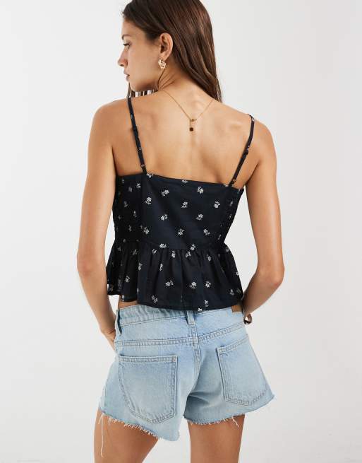 Levi's floral button through cami in black, 4 of 4