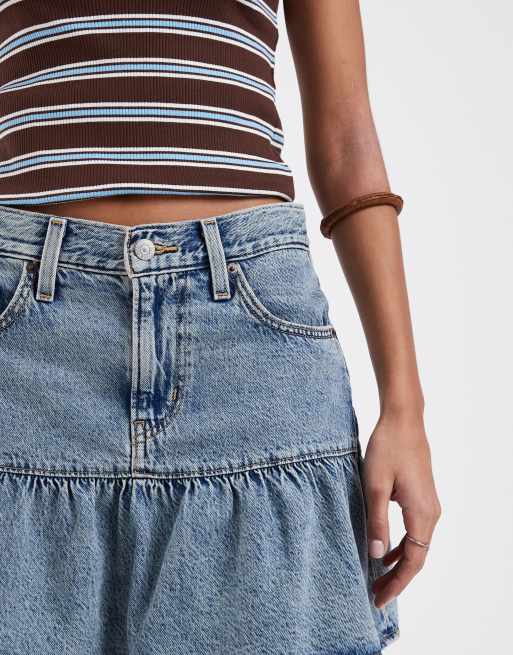Levi's flounce denim mini skirt in blue wash, 5 of 5