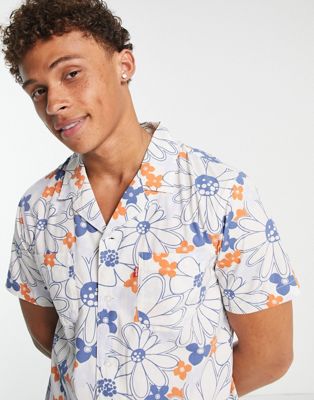 Levi's flower printed short sleeve shirt in multi