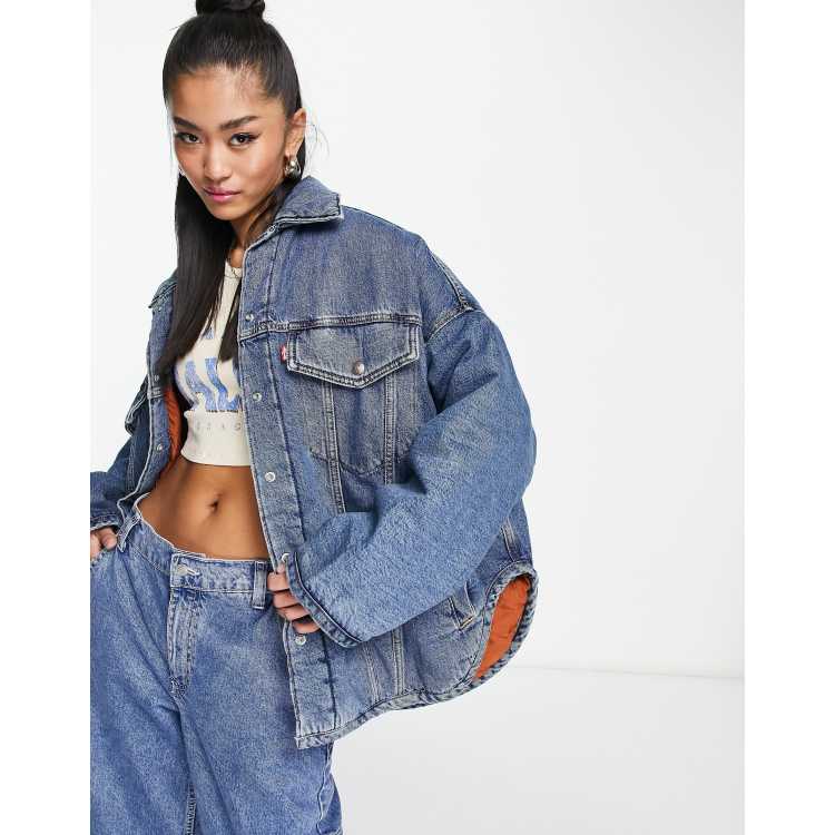 Levi's Fly trucker jacket in mid wash blue | ASOS