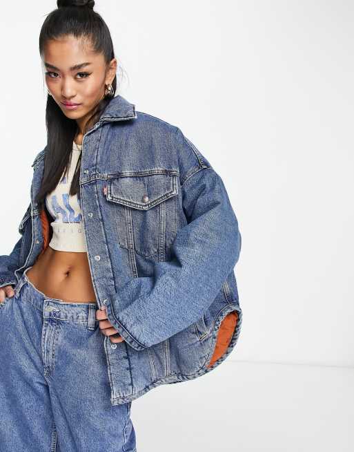 Levi's Fly trucker jacket in mid wash blue | ASOS