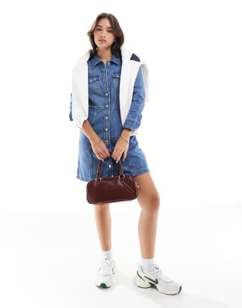 Levi's Flynn western denim dress in mid blue - view 1