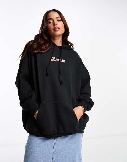 Levi's for Girls – Svarttvättad huvtröja i oversize med logga, 2 av 4