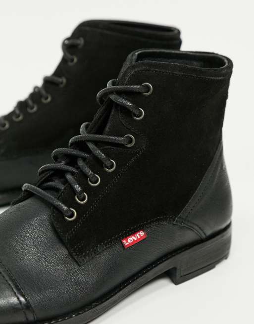 Levi s fowler leather boot in black with laces