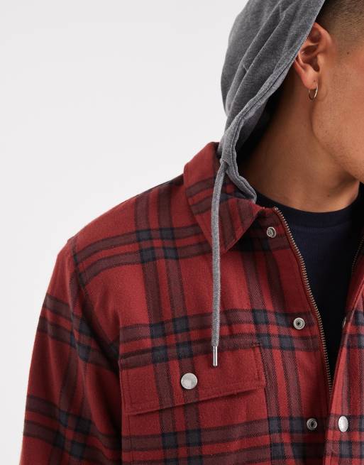 Levi's – Francisco – Flanell-Hemdjacke in Rot mit Sherpa-Futter